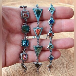 Multicolor silver tone bracelets